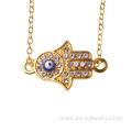 Gold Hand of Fatima Alloy Pendant Necklace